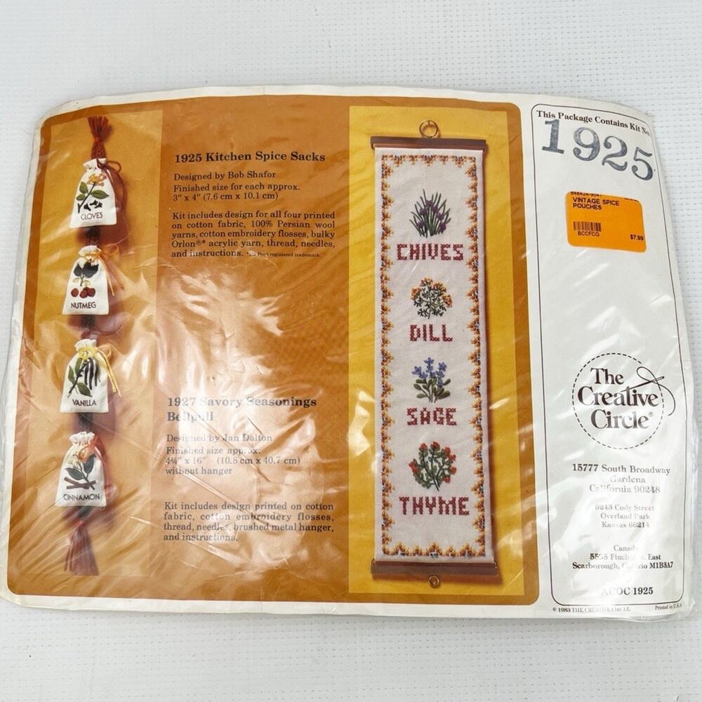 Vintage Kitchen Spice Sacks Kit # 1925 Creative Circle New From 1983 Craft